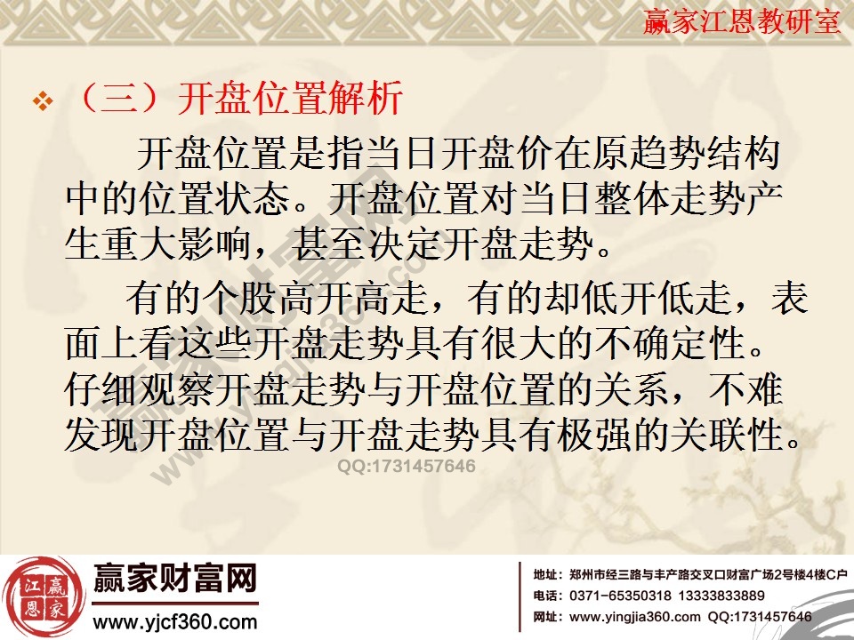 開(kāi)盤位置解析